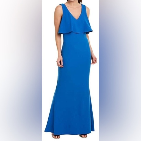 NWT BADGLEY MISCHKA POPOVER SILHOUETTE V NECKLINE SLEEVELESS FALLYN DRESS BLUE - Picture 1 of 10